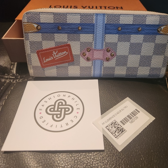 Louis Vuitton Clemence Trunk Limited Edition Wallet White Damier Blue Pink - Picture 6 of 16